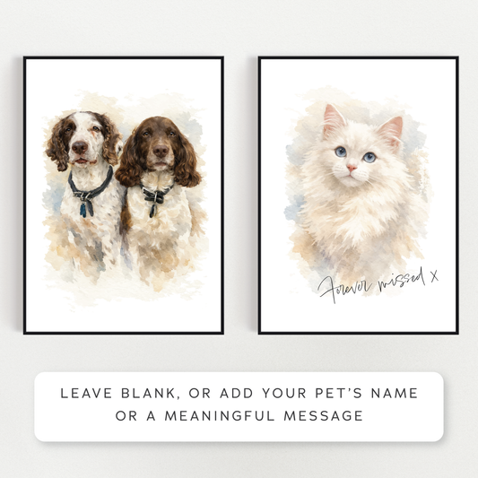 Digital Image - Custom Watercolour Pet Portrait - Personalised Dog /Cat Memorial Gift