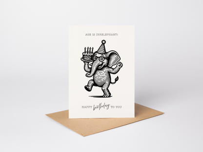 Retro Funny Elephant Birthday Card