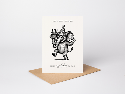 Retro Funny Elephant Birthday Card