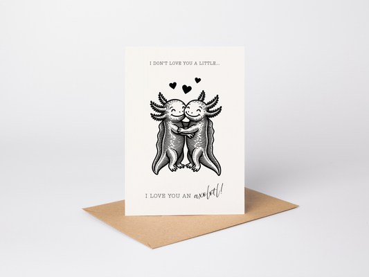 Retro Axolotl Valentine's Card for Quirky Couples