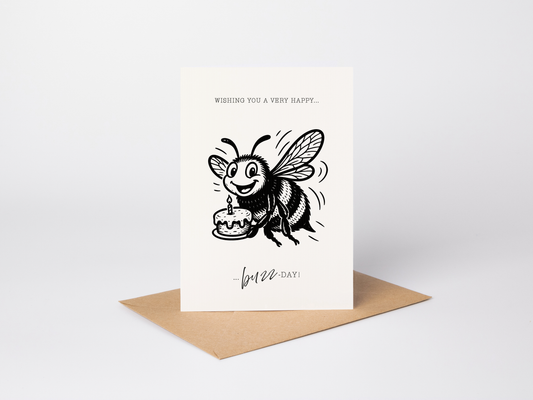 Retro Funny Bee Birthday Card