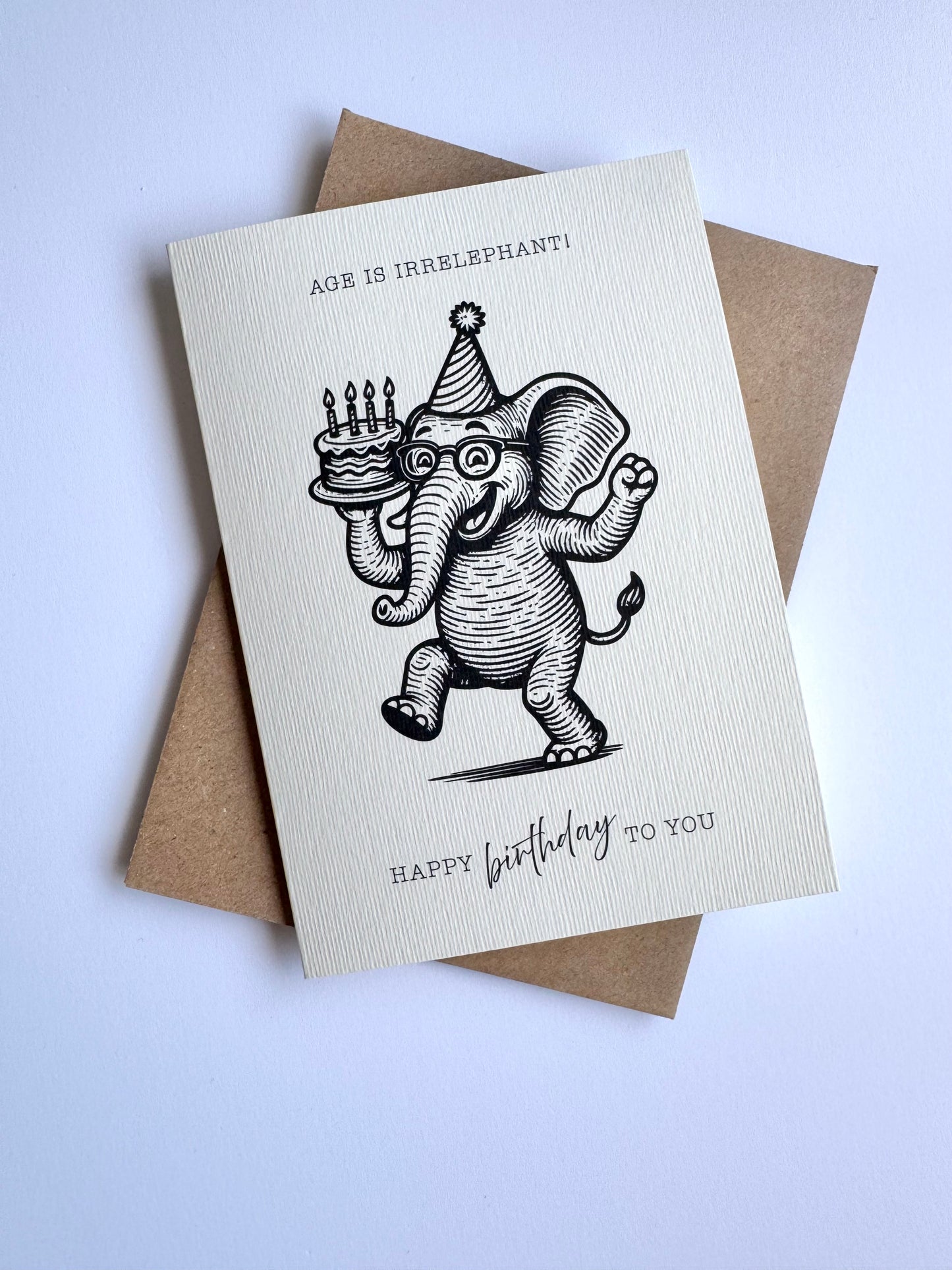 Retro Funny Elephant Birthday Card