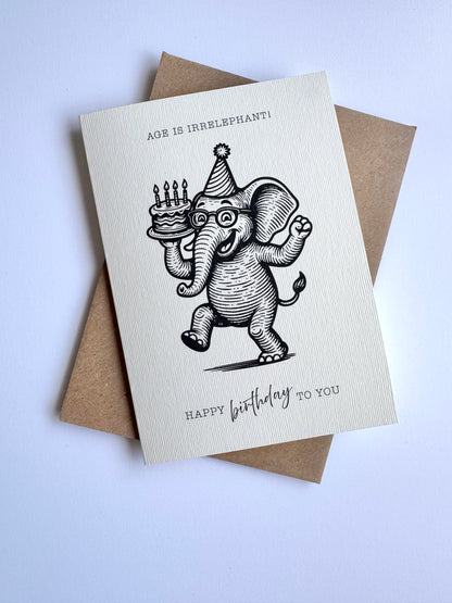 Retro Funny Elephant Birthday Card