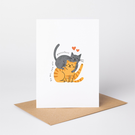 Cat 'Purrrfect' Couple Valentine's Card for Him or Her