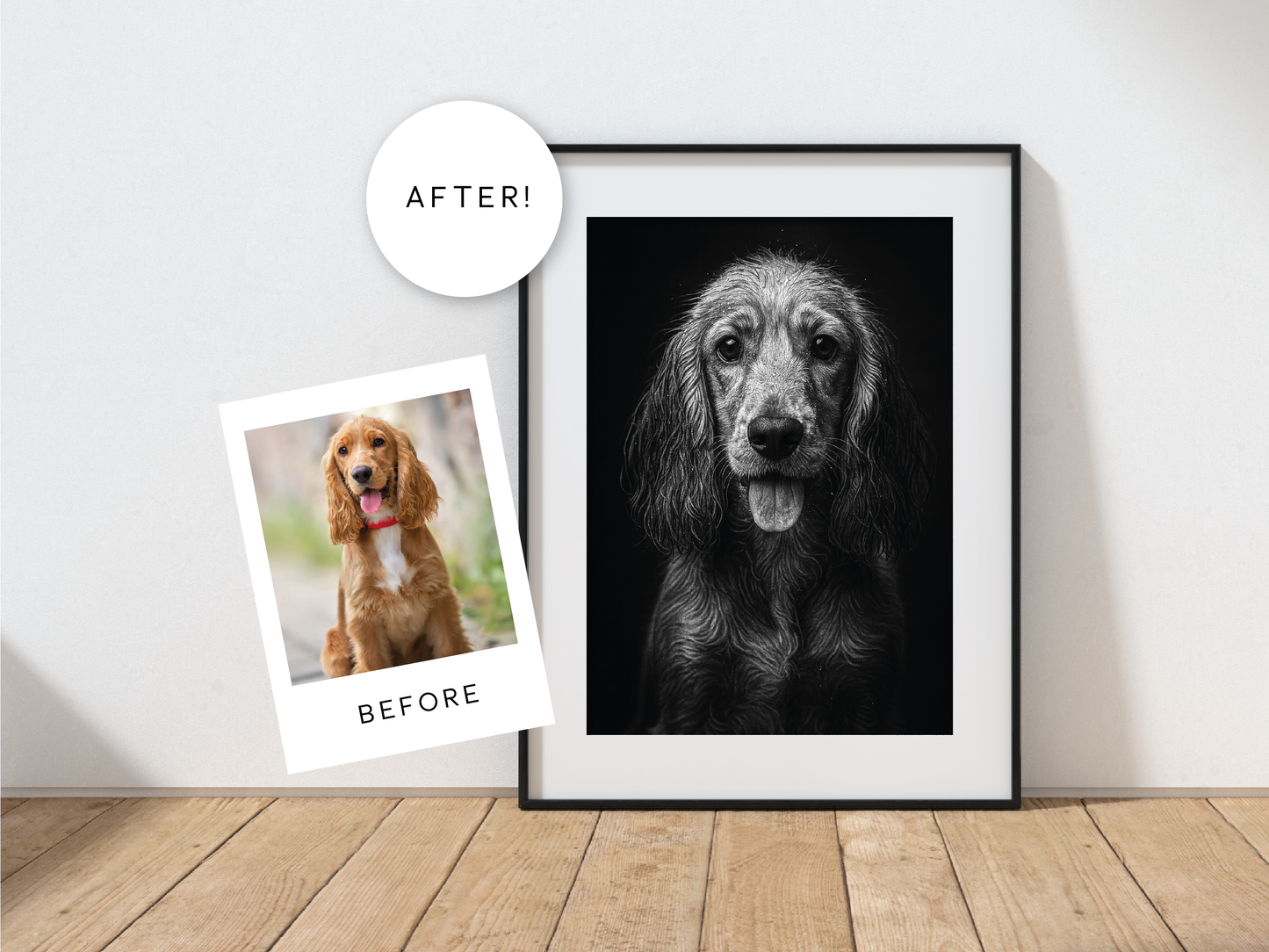 Custom Black & White Pet Portrait - Personalised Fine Art Gift