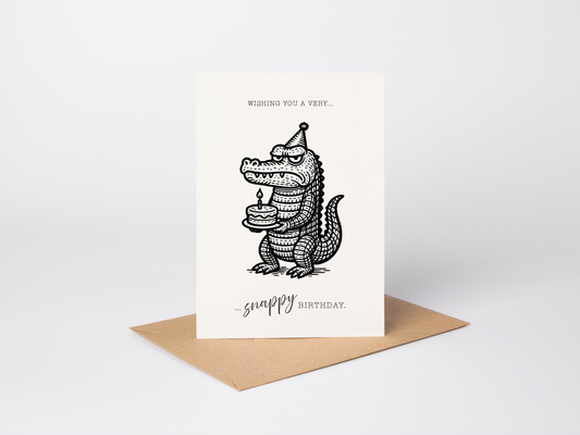 Retro Grumpy Crocodile Birthday Card