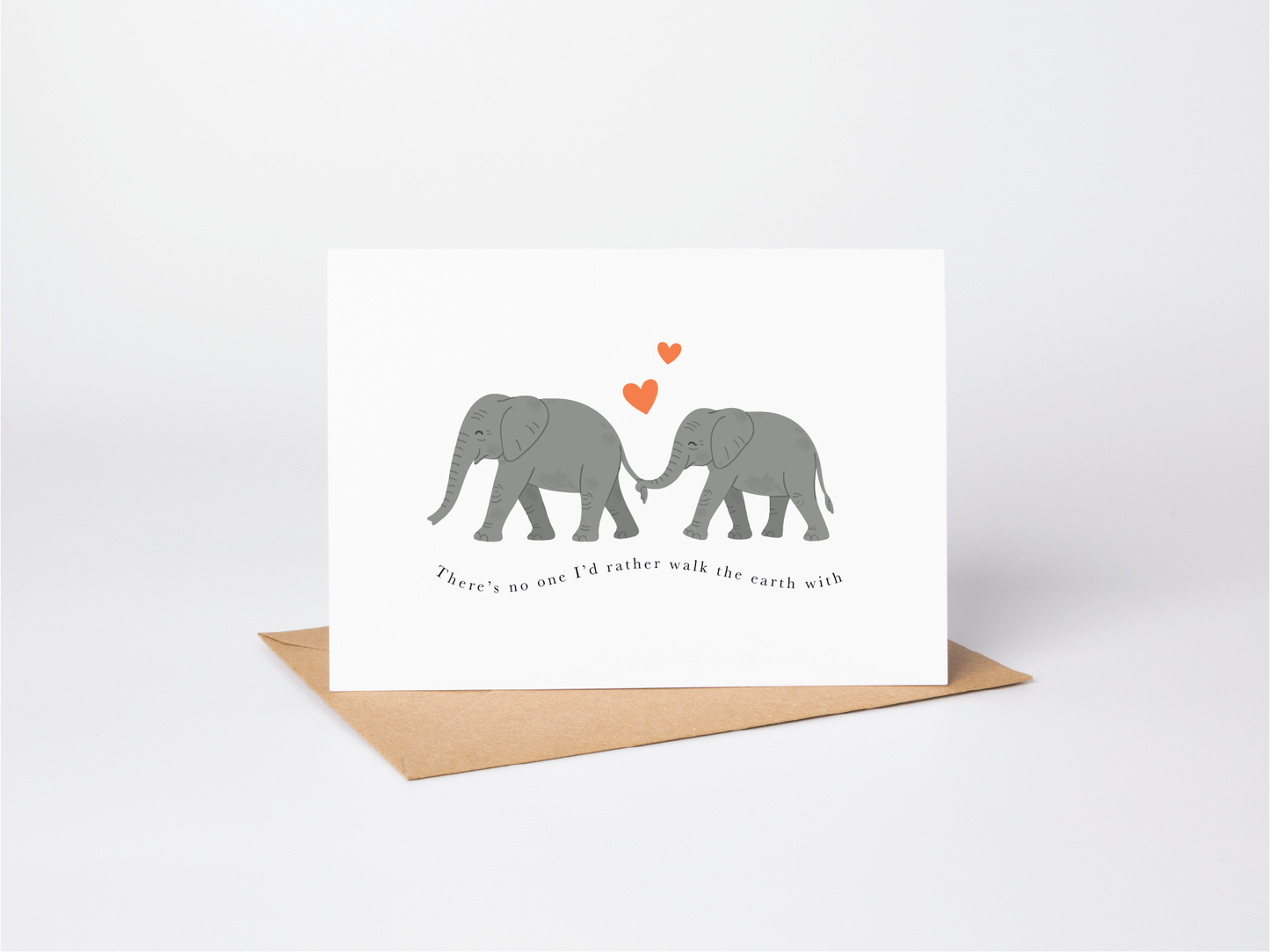 Elephant Couple 'Walk the Earth' Valentine's Card for Him or Her
