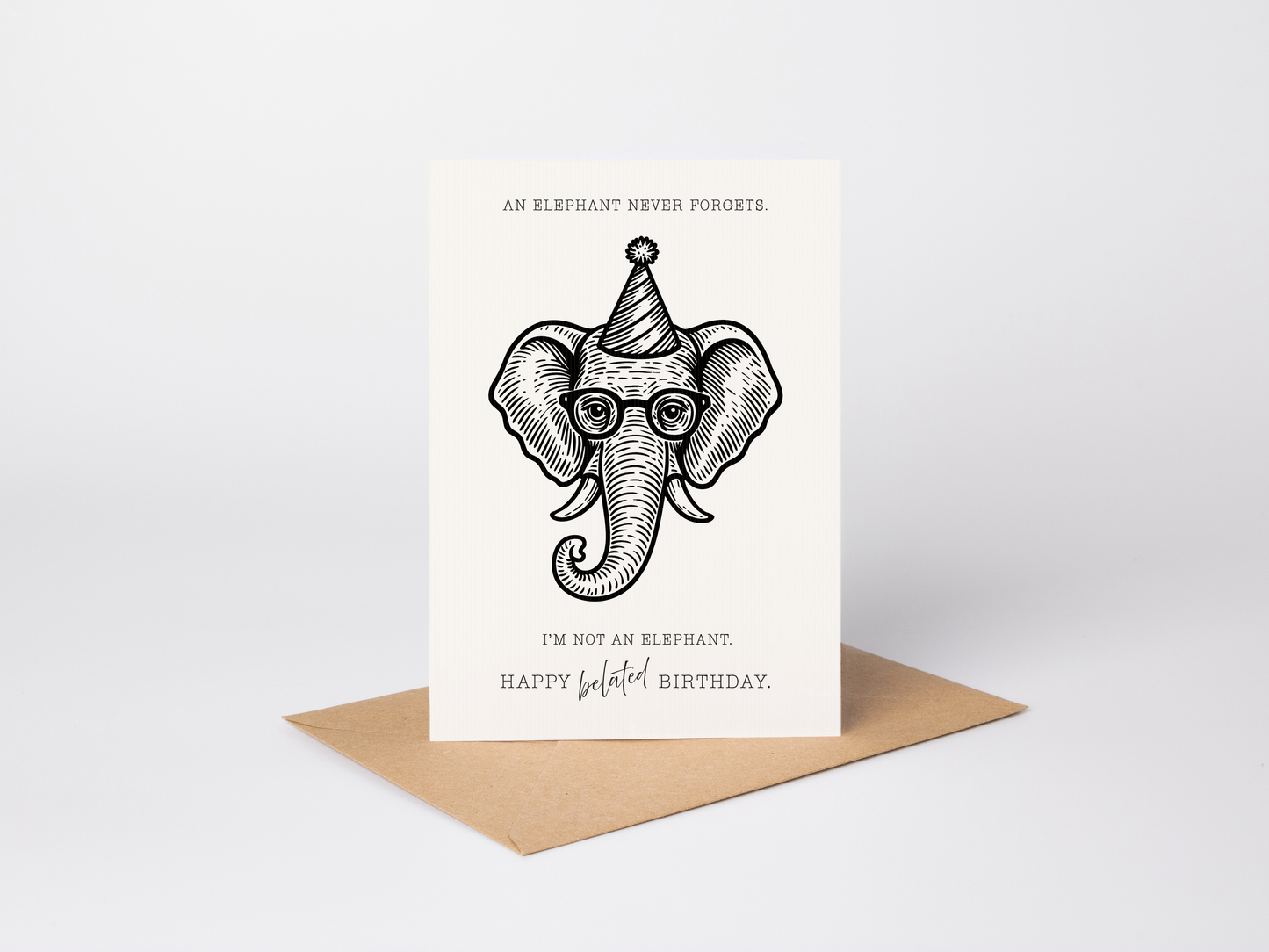 Retro Elephant Belated Birthday Card