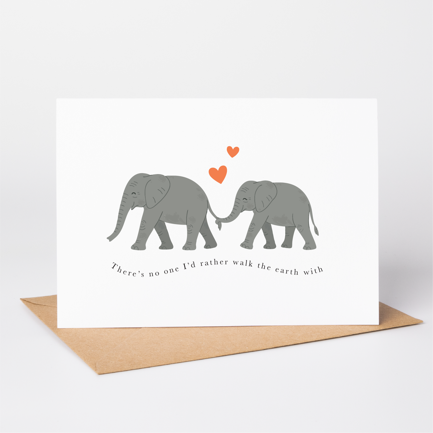 Elephant Couple 'Walk the Earth' Valentine's Card for Him or Her