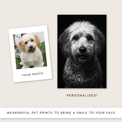 Custom Black & White Pet Portrait - Personalised Fine Art Gift