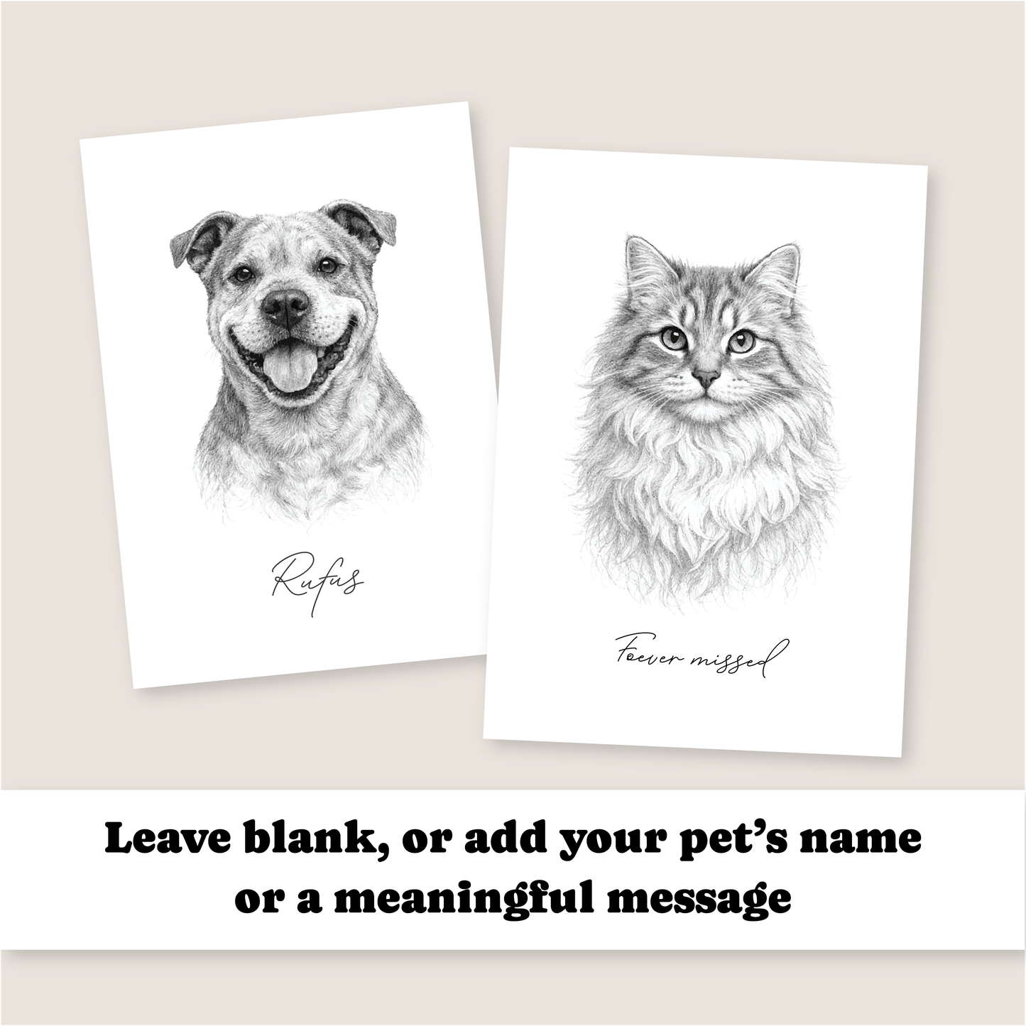 Custom Pencil-Style Pet Portrait - Personalised Pet Gift for Dog or Cat Lover