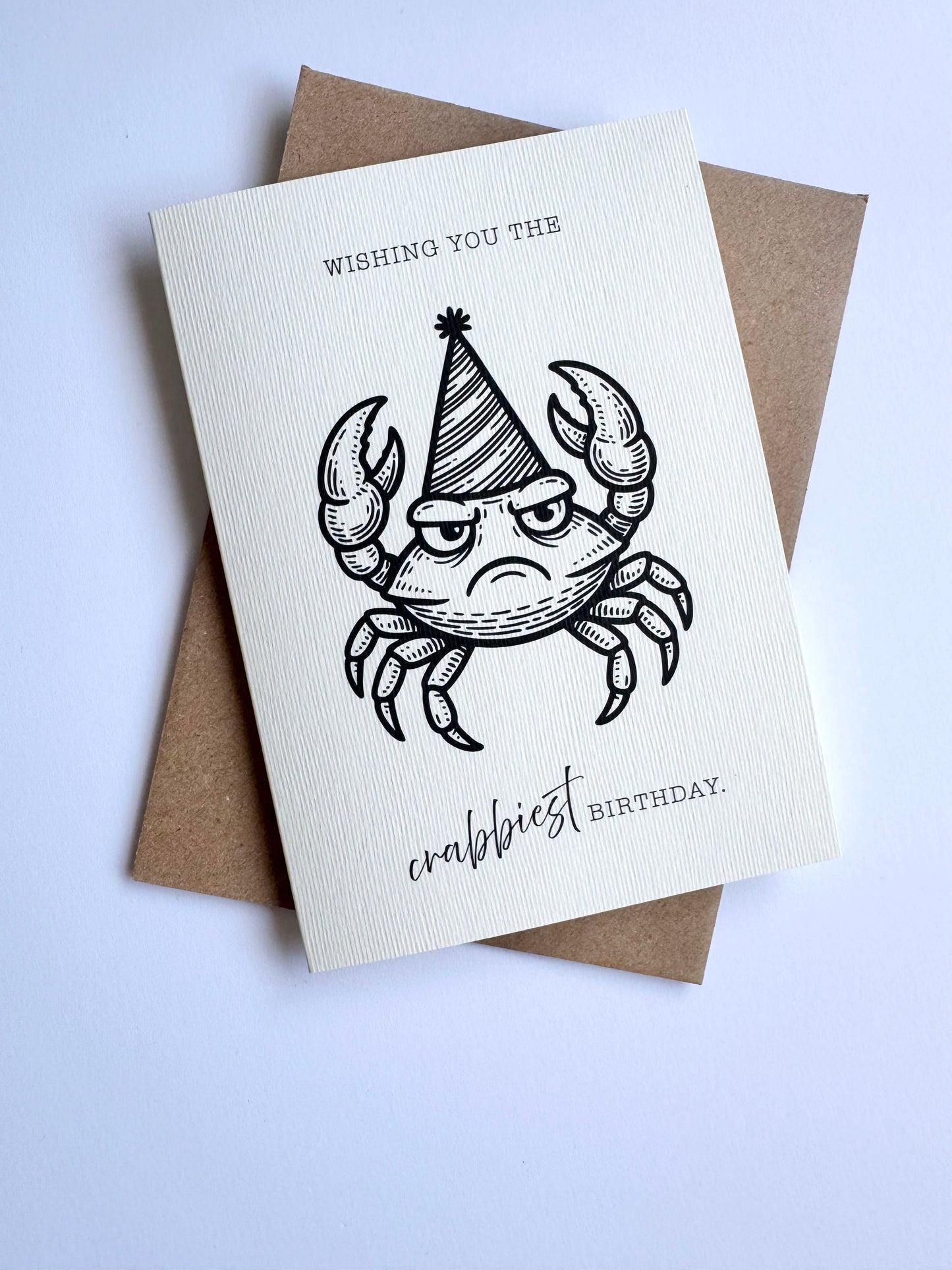 Retro Grumpy Crab Birthday Card
