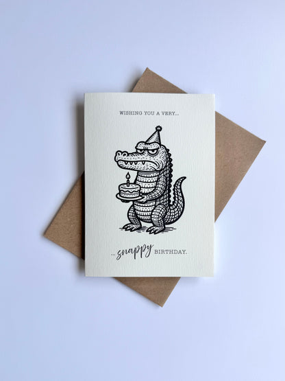 Retro Grumpy Crocodile Birthday Card