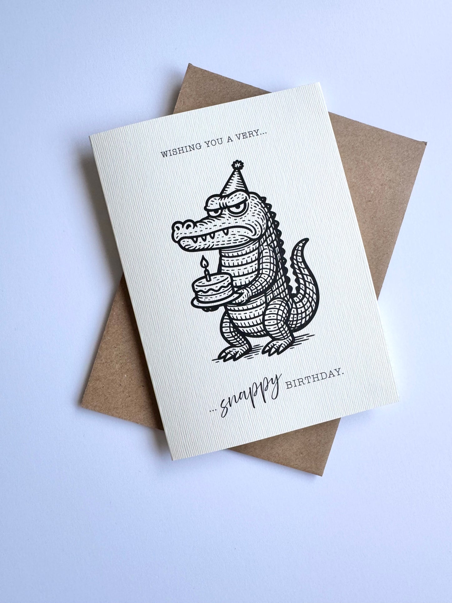 Retro Grumpy Crocodile Birthday Card