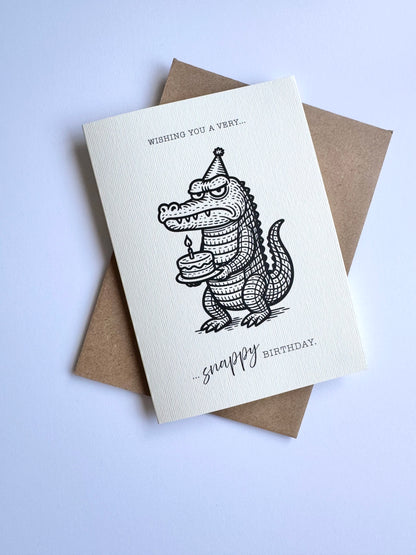 Retro Grumpy Crocodile Birthday Card