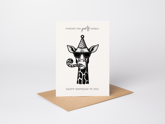 Retro Grumpy Giraffe Birthday Card