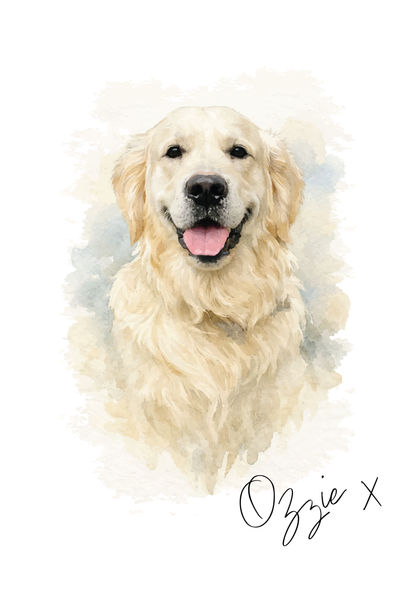 Custom Watercolour Pet Portrait - Personalised Pet Gift