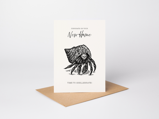 Retro Hermit Crab New Home Card