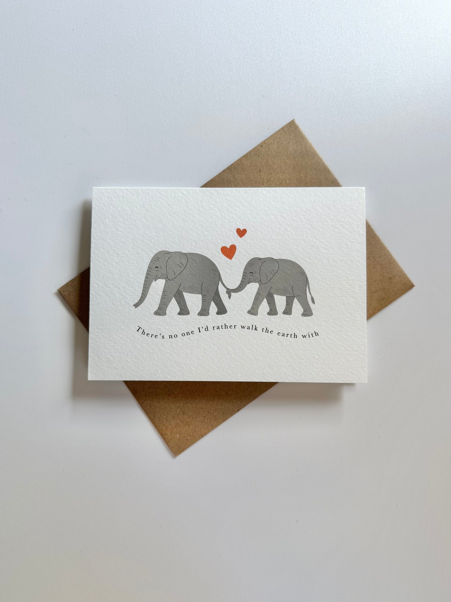 Elephant Couple 'Walk the Earth' Valentine's Card for Him or Her