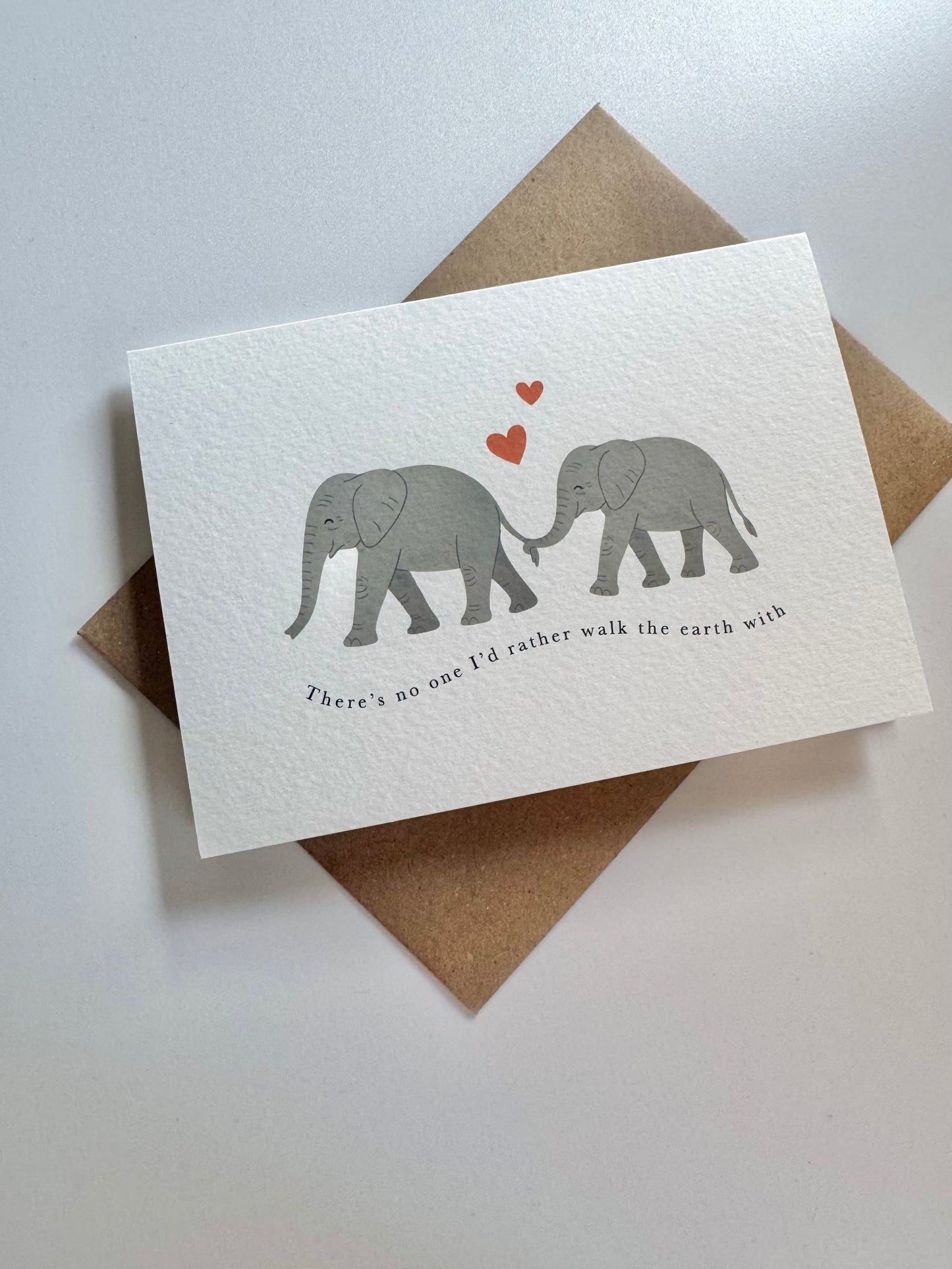 Elephant Couple 'Walk the Earth' Valentine's Card for Him or Her