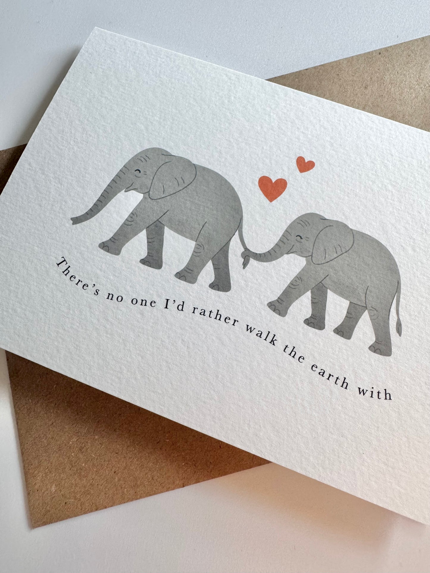 Elephant Couple 'Walk the Earth' Valentine's Card for Him or Her