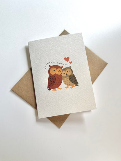 Owl Couple 'You and Me, Owlways' Valentine's Card for Him or Her