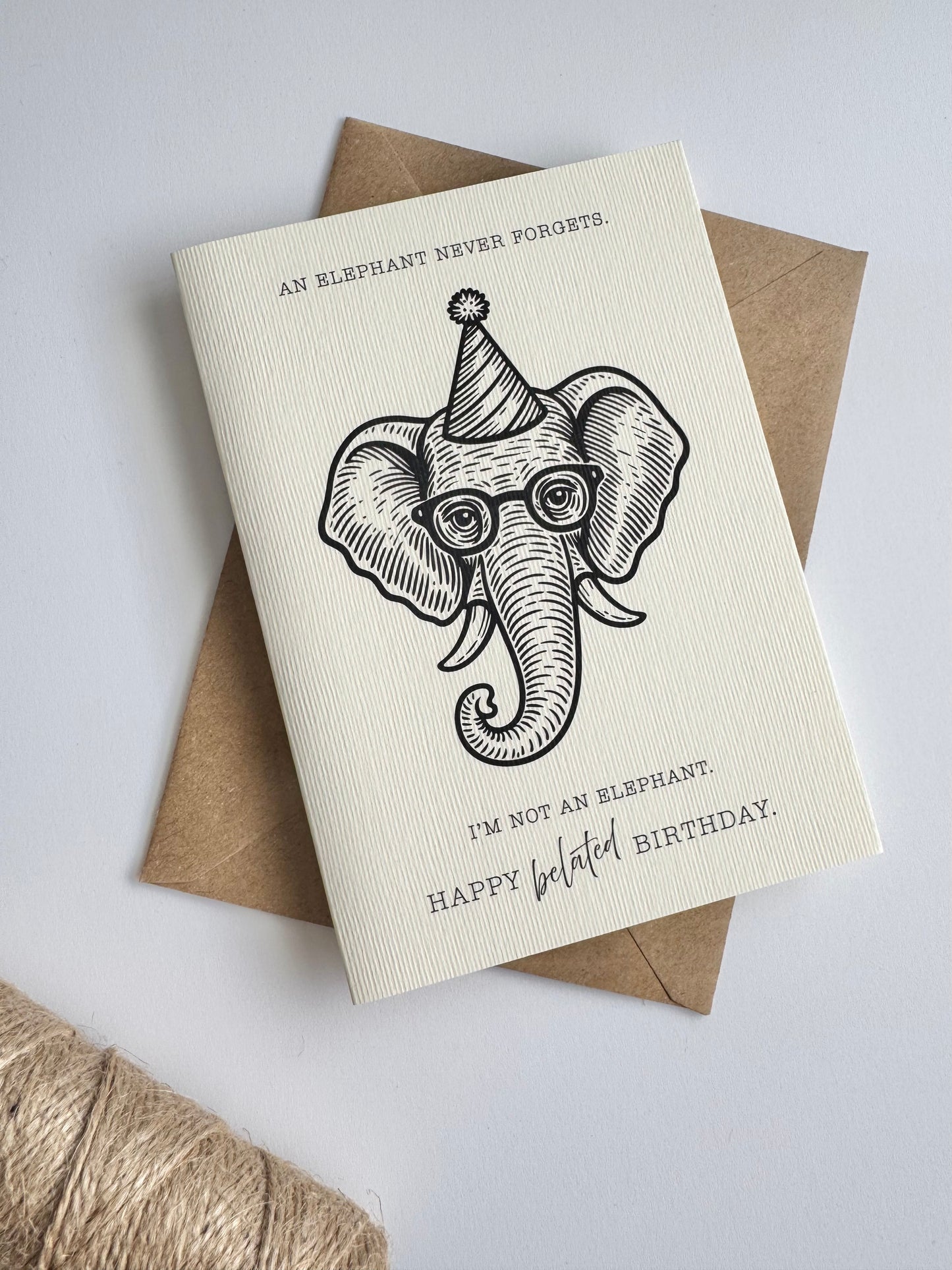 Retro Elephant Belated Birthday Card