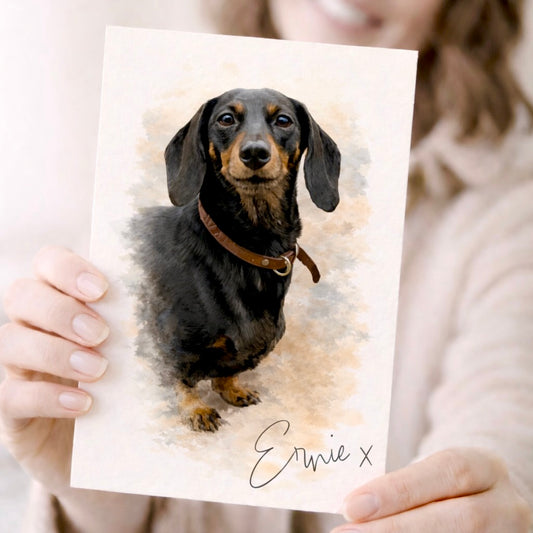 Custom Watercolour Pet Portrait - Personalised Dog /Cat Memorial Gift